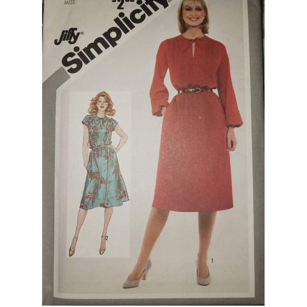 Vintage 1981 Simplicity 5195 Pullover Dress Sewing Pattern Size 18 20 Cut Jiffy